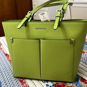 Michael Kors Jet Set Travel Medium Double Pocket Tote green